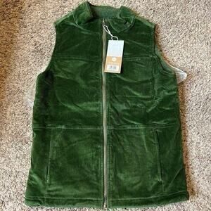 NWT Womens Goumi Kids Spruce Sherpa Corduroy Reversible Vest SZ XS/S Green